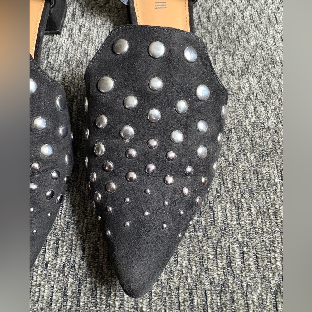 BAR III Womens Black Closed Back Studded Slip On Canisaf Flats Shoes Size 7.5 - Picture 4 of 9
